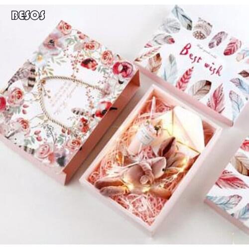 Fresh White With Colorful Feather Patterns On The Valentines day Anniversary Activities Silk Scarf Pajamas Album Gift Box B076D