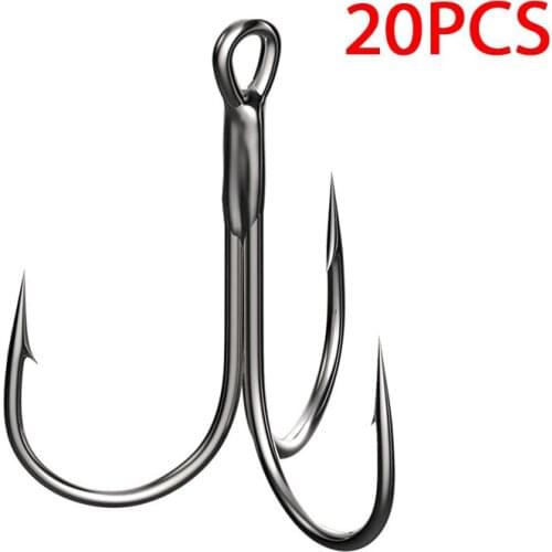 20pcs/lot Treble Hooks Extra Sharp Arrow Point High Carbon Fishing Hook Triple Fish Hook Angling Tackle for Ocean Boat Fishing