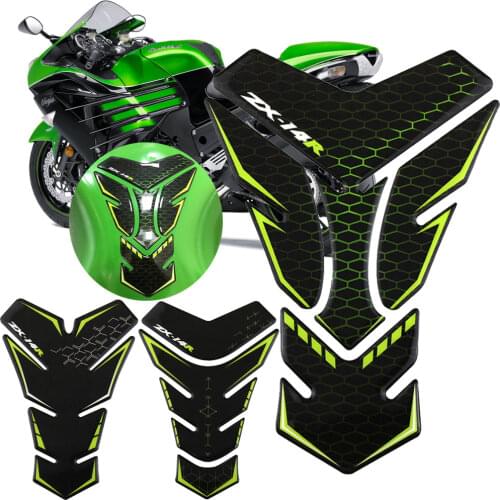 3D Carbon Fiber Motorcycle Fuel Tank Pad Cover Protector For Kawasaki ZX-14R NINJA ZZR ZX14R Decal Stickers