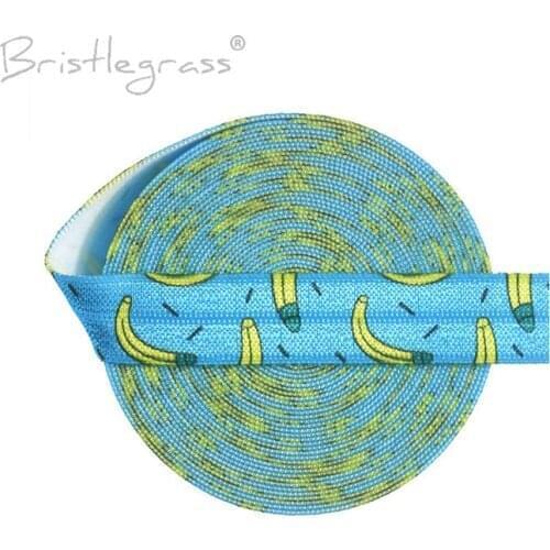 BRISTLEGRASS 100 Yard by Roll 5/8" 15mm Banana Print Foldover Elastic FOE Spandex Satin Band Hair Tie Tutu Dress DIY Sewing Trim
