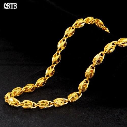 24k Gold Keel Necklace Mens Classic Length 58 Cm 6 Mm Snake Bone Necklace Gold High-end Atmospheric Jewelry Wedding Gift