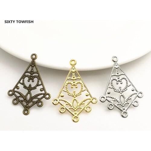 20 Pieces 26x37mm Gold color/White K/Antique bronze Metal Filigree Flowers Slice Charms base Setting Jewelry