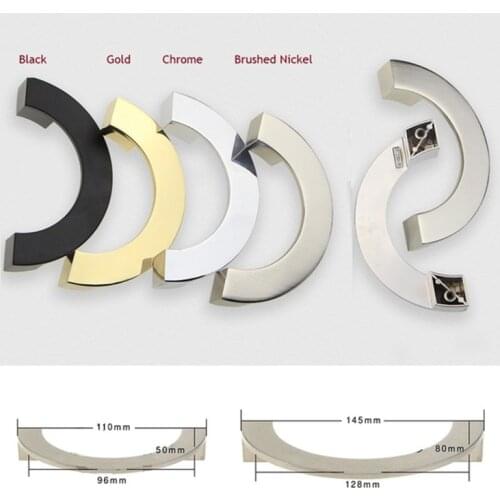 4Pcs Zinc Matte Black Gold Chrome Cupboard Closet Cabinet Door Pull Handle Half Circle Semicircle Half Pearl Bow symmetrica
