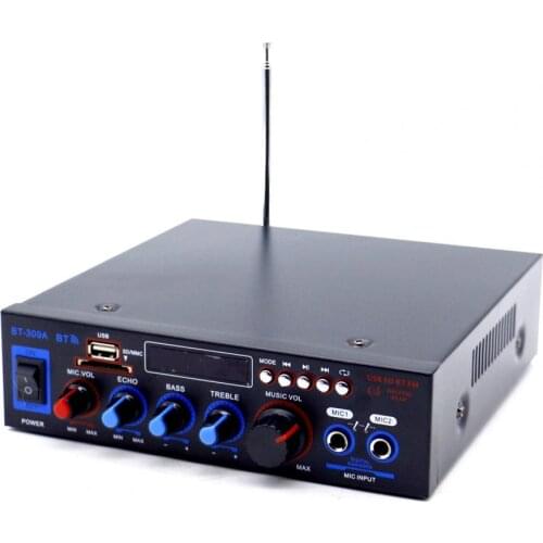 800W 5.0 bluetooth 2 Channel Audio Power HiFi Amplifier 326BT 12V/220V AV Amp Speaker with Remote Control 4 Micro for Car Home