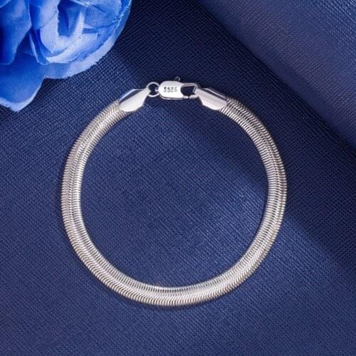 925 sterling silver fine 6MM Flat soft snake bone chain Bracelets for women Wedding party Christmas Gifts hot fashion Jewelry