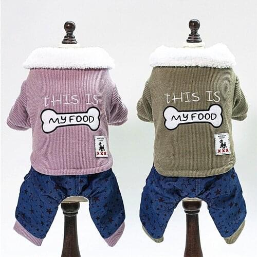 Ainolway Autumn and Winter Pet Clothes Puppy Clothes Pet Clothes Pet Skirt Pets Bone Four-leg Cotton Coat Clothes for Pets