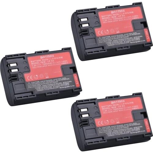 3pcs Japan Cells LP-E6 LP E6 LP-E6N battery AKKU for Canon EOS 5D Mark II III 5DS 5DSR 6D 7D 60D 60Da 70D 80D