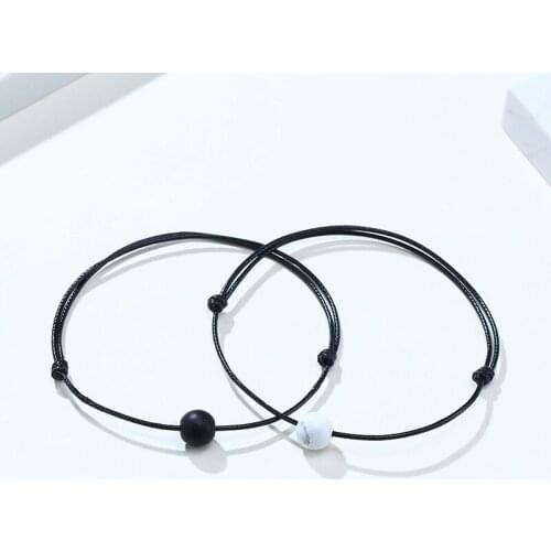 Distance Bracelets Couples Relationship Stone Bead String Braiding Wrist band Friendship His Hers King Queen