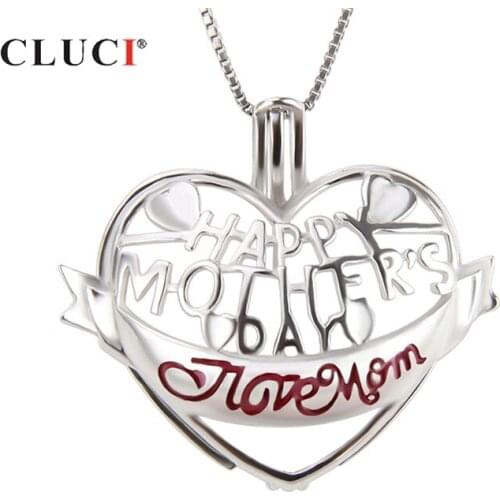 CLUCI Heart Shaped 925 Sterling Silver Cage Pendant Necklace Jewelry Mothers' Day Gift Charms Pendant Pearl Locket SC251SB