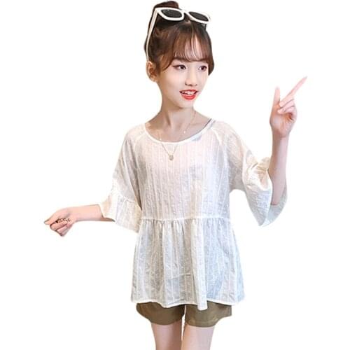 Children Clothes Solid Blouse + Short Costume For Girls Casual Style Clothes For Girls Summer Childrens Tracksuit