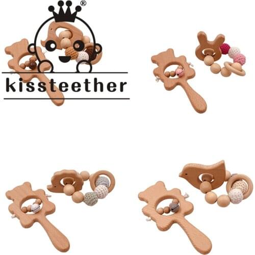 Kissteether Buy Together 1 Set Of Baby Toys Wooden Rattles Baby Games Baby Rattles Baby Pacifier Chain Personalized Rattles