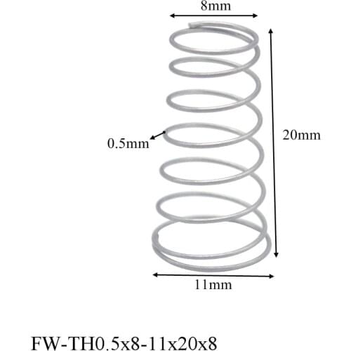 Length 20mm Conical Cone Compression Tower Springs Taper Pressure Spring 0.5x8-11x20