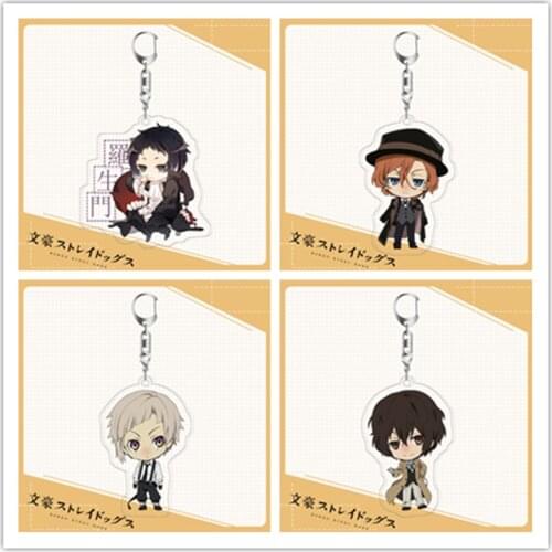 Anime Bungo Stray Dogs Keychain Double Sided Acrylic Key Chain Pendant Cosplay Anime Accessories Cartoon DIY Collection Key Ring