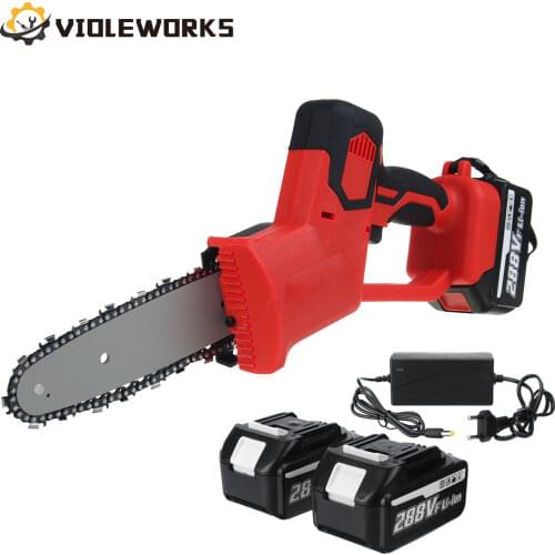 8 inch 288V Electric Saw Chainsaw Rechargeable Wood Cutter 1500W Brushless Motor Woodworking Power Tool with 2 Batteries Kit