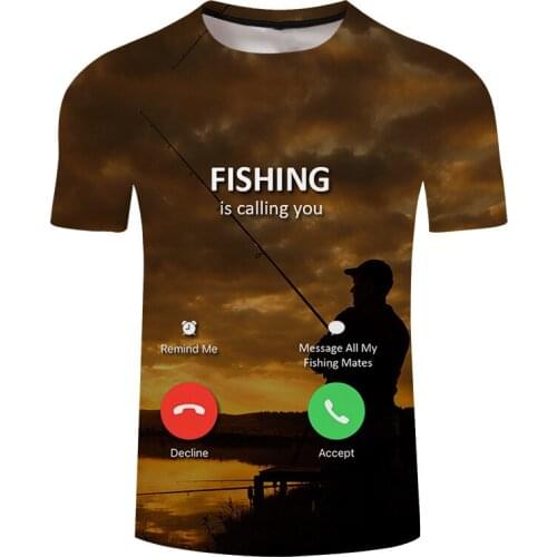 ALMOSUN Fishing Is Calling You Crewneck 3D All Over Print T Shirts Hipster Summer Streetwear Tee Men Women Clothing US Size