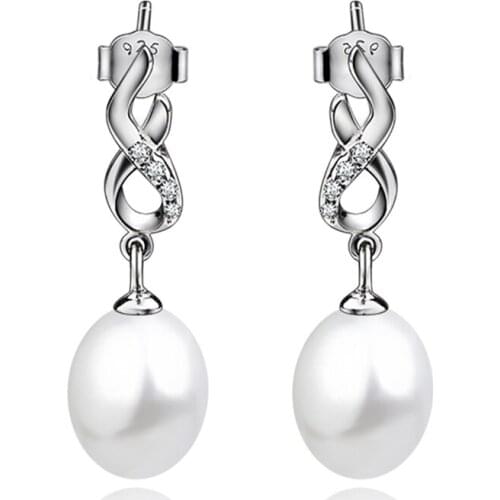 GNE1158 100% Fine 925 Sterling Silver Earring Beauty Fashion Pearls Crystal Drop Earrings Fashion Jewelry Fine Gift For Women