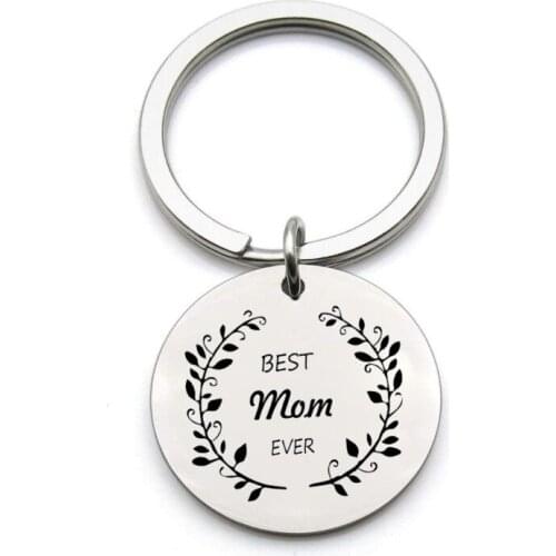 Hot sale stainless steel jewelry best mom ever keychain mothers day gift pendant