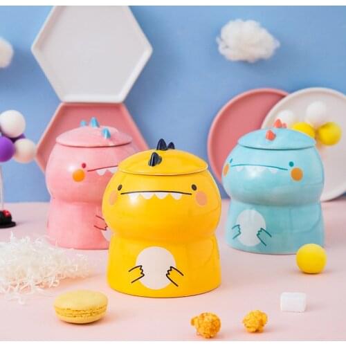 450ml Cute Cartoon Dinosaur Coffee Mug Creative Dinosaur Ceramic Cup Ladies Flower Tea Cups Children Milk Breakfast Mugs