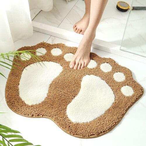 Bathroom Rug Bath Pad Carpets Flocking Mats Foot Print Bath Mat Non-slip Bathroom Carpet Cartoon Shape Doormat