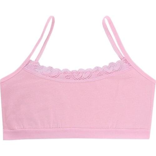D0AF Lace Cotton Young Girls Training Bra 8-12Years Children Bras Condole Belt Vest