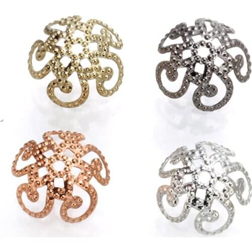 50 pcs 10mm Brass Flower bead cap silver plated Spacer Bead DIY for Jewelry Making Bracelet Findings Necklace Accessories