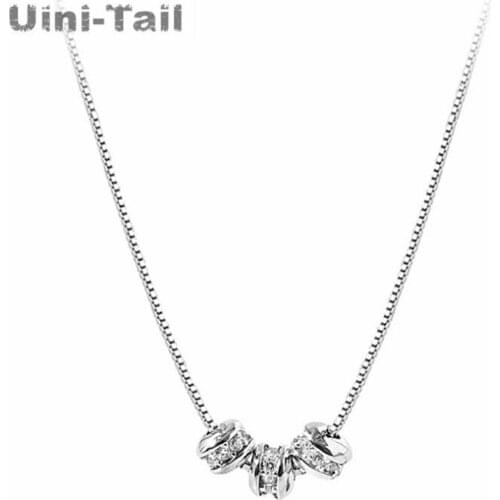 Uini-Tail hot sale new 925 sterling silver exquisite small transfer beads micro inlaid necklace fashion sweet fairy jewelry