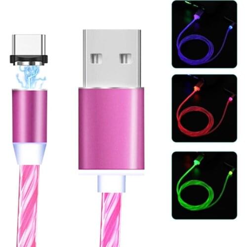 For Samsung NOTE 10 9 S10 A5 A7 J4 J7 A70 Huawei P Smart P20 Y5 Y6 Y7 2019 Honor 20 8A Magnetic USB Cable Flow Luminous Charging