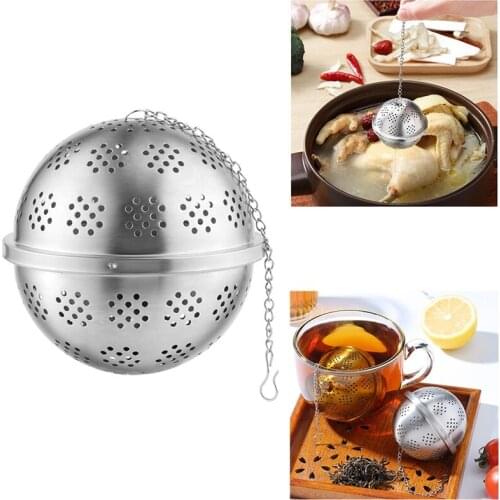 Reusable Stainless Steel Tea Filter Round Seasoning Ball Tea Infuser Multifunction Soup Spice Strainer Gadgets