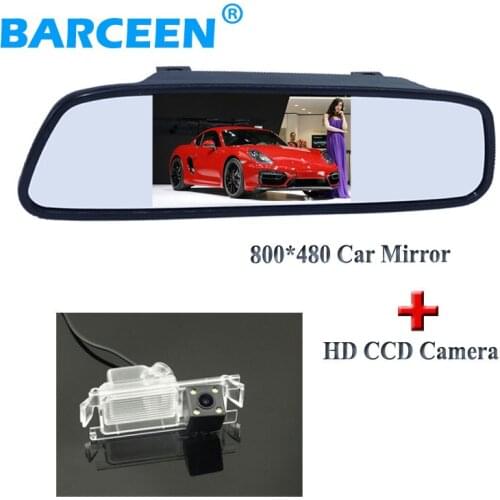 4.3"car rear mirror monitor +auto car parking camera for Kia K2 Rio hatchback ceed 2013 for Hyundai Solaris(verna) hatchback