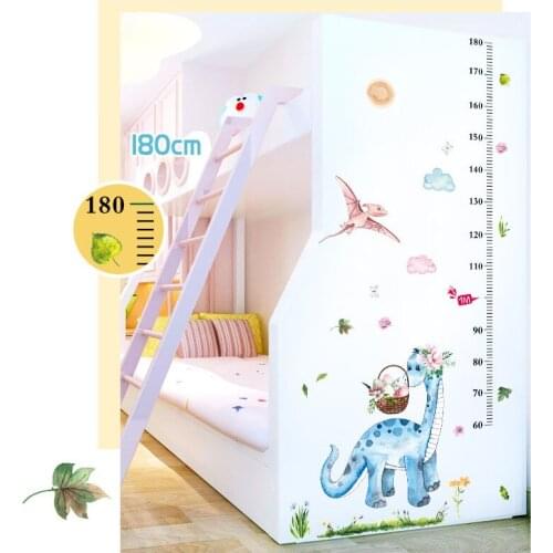 Cartoon Dinosaur Height Measure Wall Sticker for Kids Rooms Growth Chart Nursery Room Decor Wall Art Home Decoration Accessories