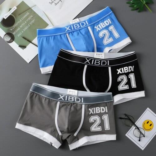 Mens Underpants Cotton Youth Sports Trend Personality Shorts Mens Boxers