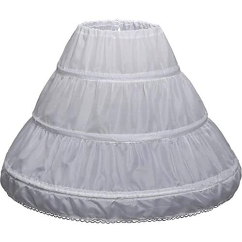 Lastest Look of the New Style Girls' 3 Hoops Petticoat Full Slip Flower Girl Crinoline Skirt