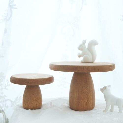 SWEETGO Mushroom cake stand Nordic vintage cake decorating tools food photography props wood craft dessert table