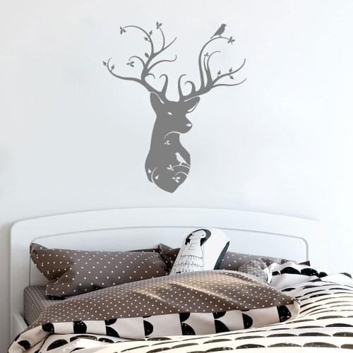 Deer Head Poster Beauty Birds Wall Decoration Vinyl Art Naturalist Style Mural Fashion Ornament Mystic collection Decal CX1234