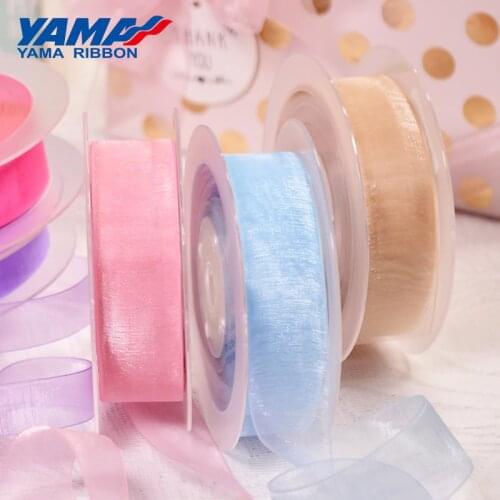 YAMA Sheer Organza Silk Ribbon 200yards/roll 22 25 32 38 mm Black White Red Blue Purple Solid Color for Wedding Gift Packing