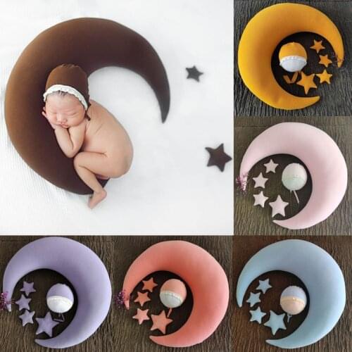 Baby Posing Pillow Newborn Photography Props Cute Baby Hat Colorful Beans Moon Stars Photo Shooting Set For Infant Newborn Gifts