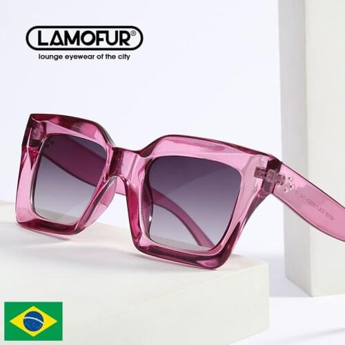 LAMOFUR Luxury Womens Square Sunglasses 2021 Brand Designer Classic Retro Sun Glasses UV400 Eyewear Unisex Shades 4S130