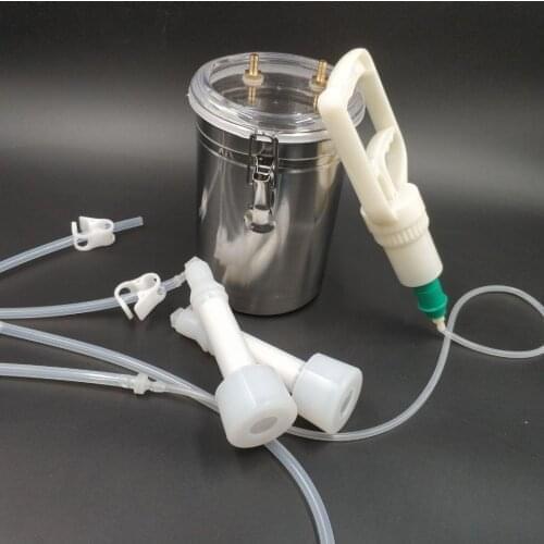 2L manual goat milking device stainless steel tank milker milk device sheep farming equipment veterinary double clusters
