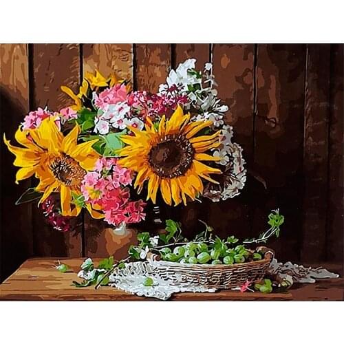 Flowers European Style DIY 11CT Embroidery Cross Stitch Kits Craft Needlework Set Cotton Thread Printed Canvas Home Room