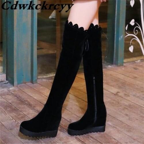 Winter New pattern Grind Internal increase Over the knee Boots Leisure time High-heeled long and tube-shaped Women Boots 34-43