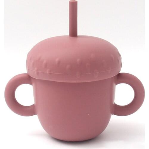 Silicon Sippy Cup Trainer Straw Cups for Baby Toddler and Child Feeding With 2 Handles GQ