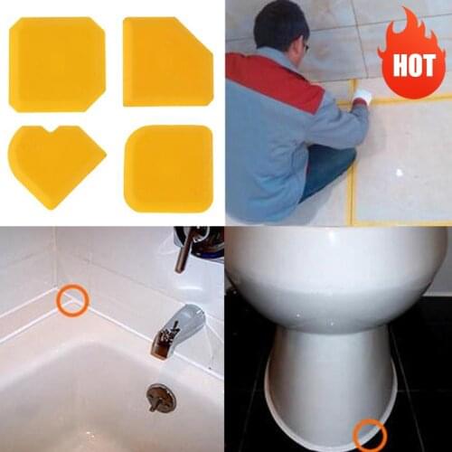 4pcs Silicone Glass Cement Scraper Sealant Grout Remover Home Finishing Caulking Tools Home Cleaning Hand Spatula Tool