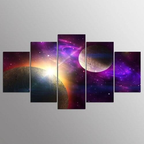 Modern Abstract Canvas Painting Wall Art Pictures 5 Pieces Galaxy Planet Universe Home Decor Living Room HD Printed Poster