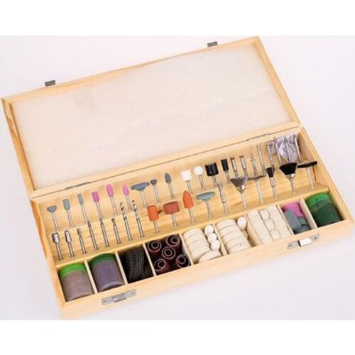 Free shipping Jewelry Tool Rotary Power Tool Fits Dremel 1/8" Shank Sanding Polish Accessory Bit Set with Wooden Box