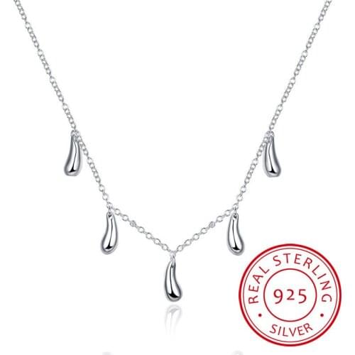 LEKANI Woman Luxury Fine Jewelry 925 Sterling Silver Pendant Necklace Woman Five Drops Fashion Charm Necklace Free Shipping