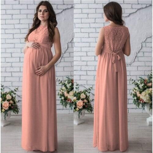 2021 Hot Women Maternity Gown Photography Cloth Party Lace Long Maxi Dress Fashion Solid Color Comfortable Unique