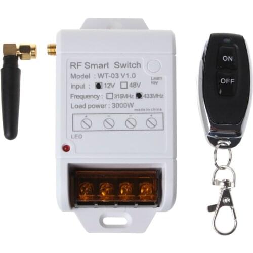 1Set DC12-48V Single Way Water Pump Wireless Remote Control Switch ON OFF Relay Receiver Transmitter 433mhz