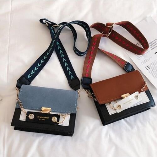 2021 Contrast Color Leather Crossbody Bags for Women Travel Handbag Fashion Simple Shoulder Messenger Bag Ladies Crossbody Bag