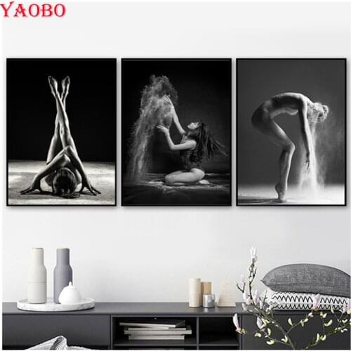 3pcs Full Square Round Diamond Embroidery Sexy Dancing Girl 5d Diy Diamond Painting Cross Stitch Kit Mosaic picture Wall Sticker