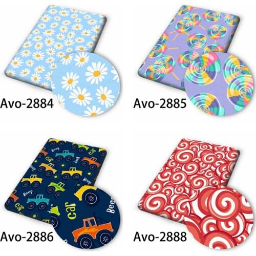 50*150cm New Car Bear Flower Cartoon Pattern Printed Leather Polyster Cotton Liverpool Bullet Fabric for DIY Handmade Half Yards